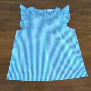 J. Crew Crewcuts girls white/Blue sleeveless Top with ruffles size 10 NNT